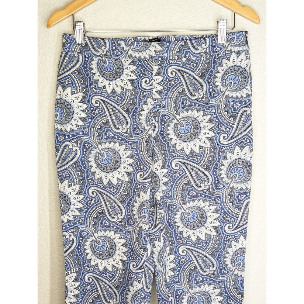 TALBOTS Chatham Ankle Pants Blue Paisley Size 6 Cotton Stretch Classic Workwear - Picture 4 of 8